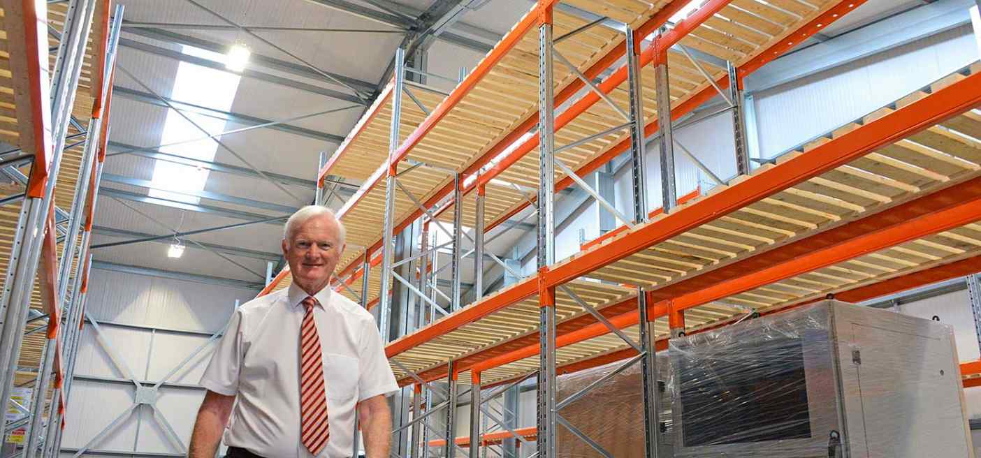 Chairman John Whitehouse in the smart new factory extension at Weatherite’s head office in West Bromwich 